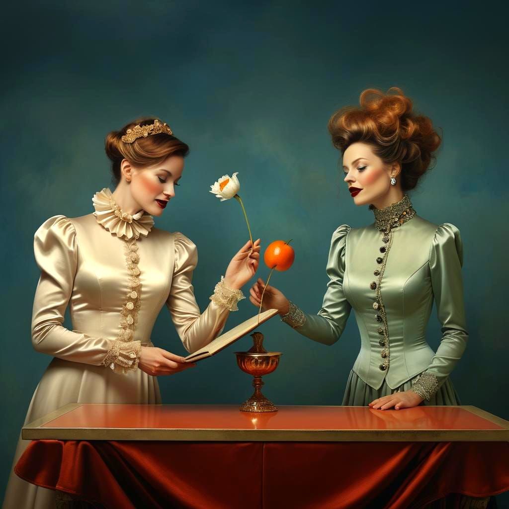 Extravagant Lady in a Surreal Landscape