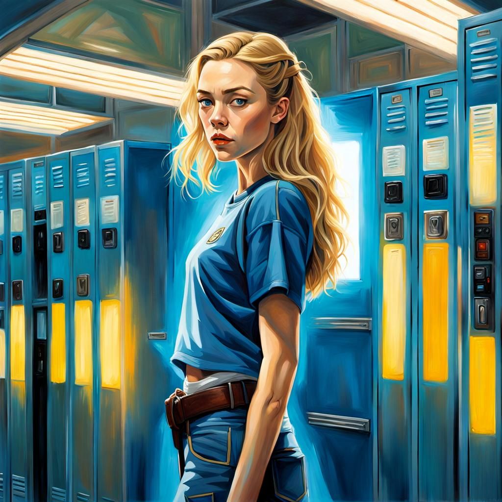 Teenage Jedi at School, Oil Painting Style