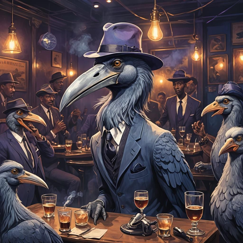 Shoebill Crooner in a Blues Club