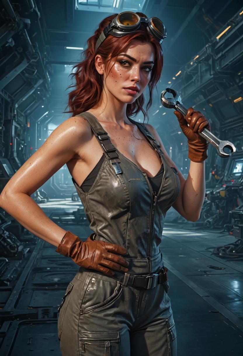 Sultry Starship Mechanic in Gritty Spaceport