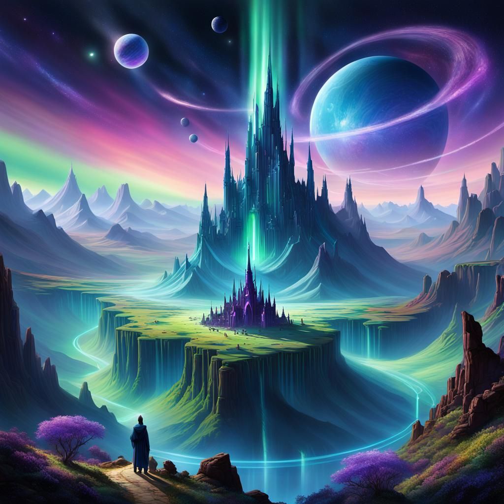 Exoplanet Landscape with Crystalline Architecture