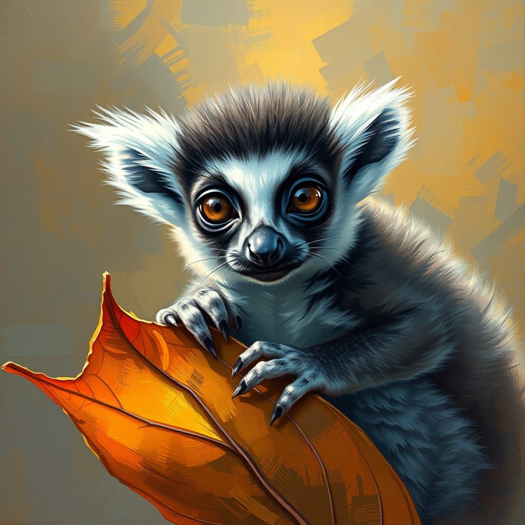 Pygmy Lemur On A Leaf