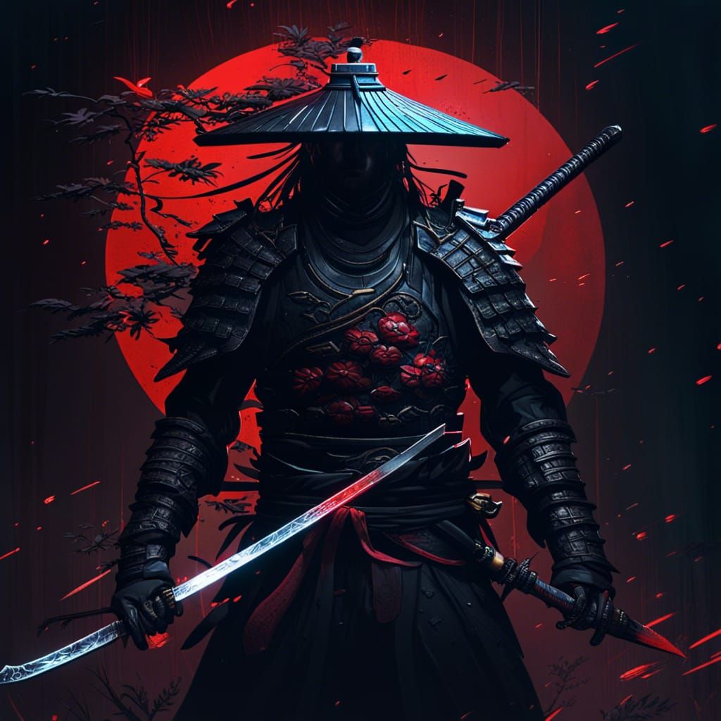 Samurai Katana in Dark Fantasy Art Nouveau Style