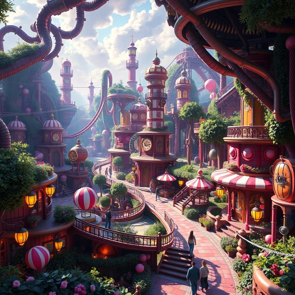 Steampunk Candy Theme Park in Unreal Engine 5