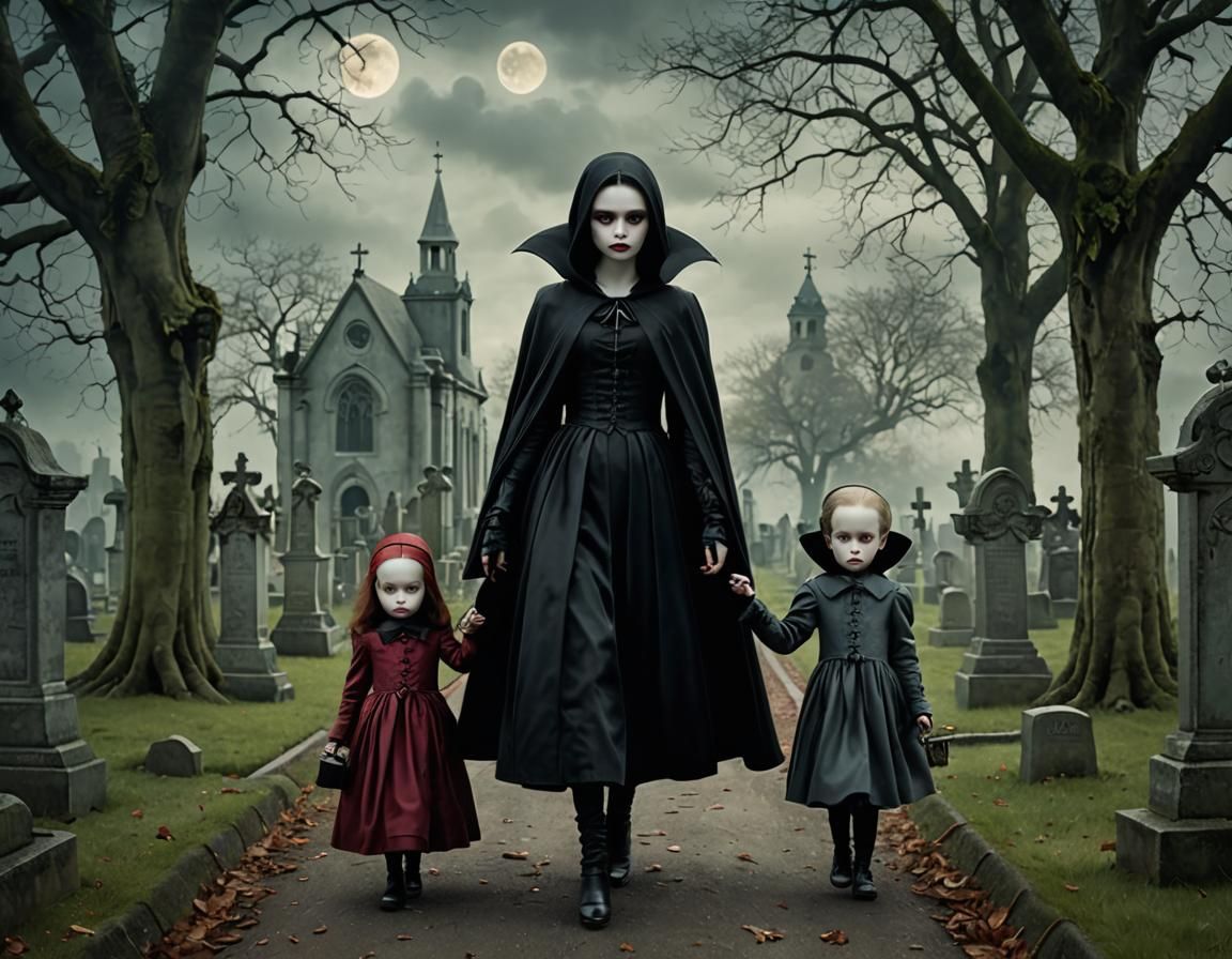 vampire nanny, walking her children