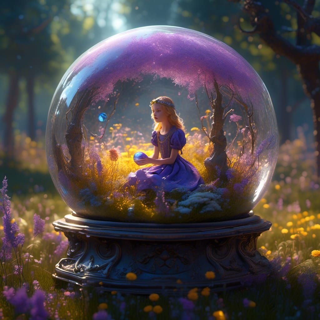 Fairy in Crystal Ball: Dark Fantasy Art