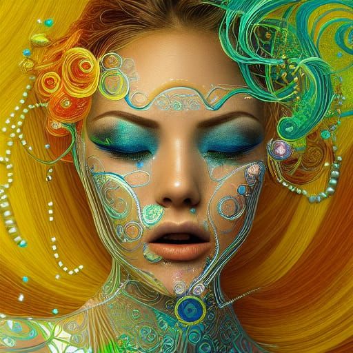 Intricate Collage Illustration of Flowing Eddy