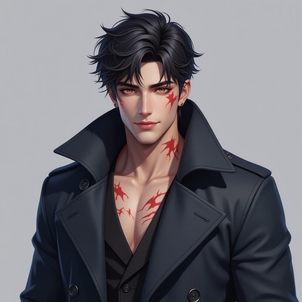 Man Reveals Burn Scars and Ice Patterns in Anime Art Style