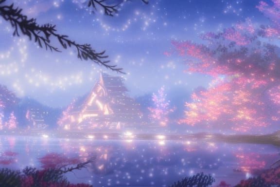 Anime Christmas Landscape in Studio Ghibli Style