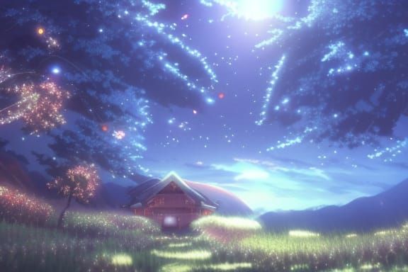 Anime Christmas Landscape in Studio Ghibli Style