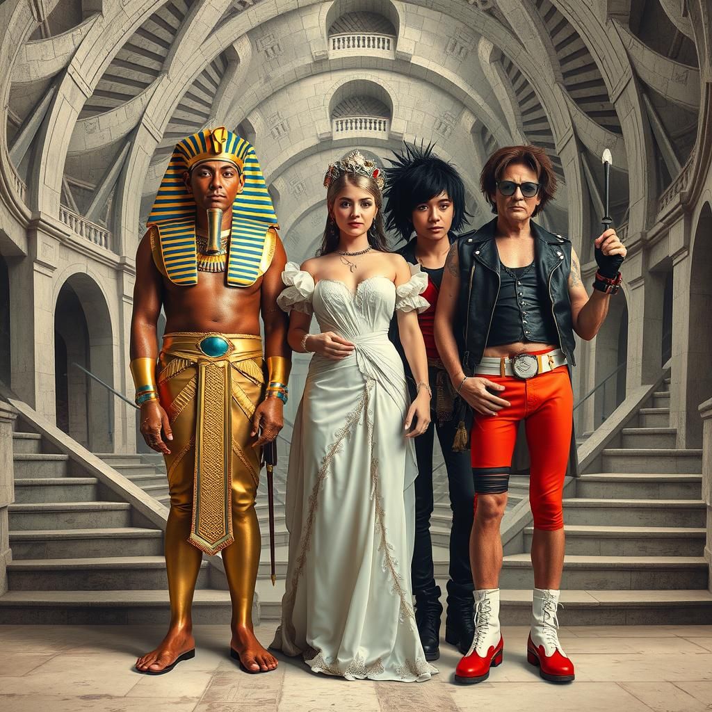 Historical Figures Gather in Surreal Dreamscape