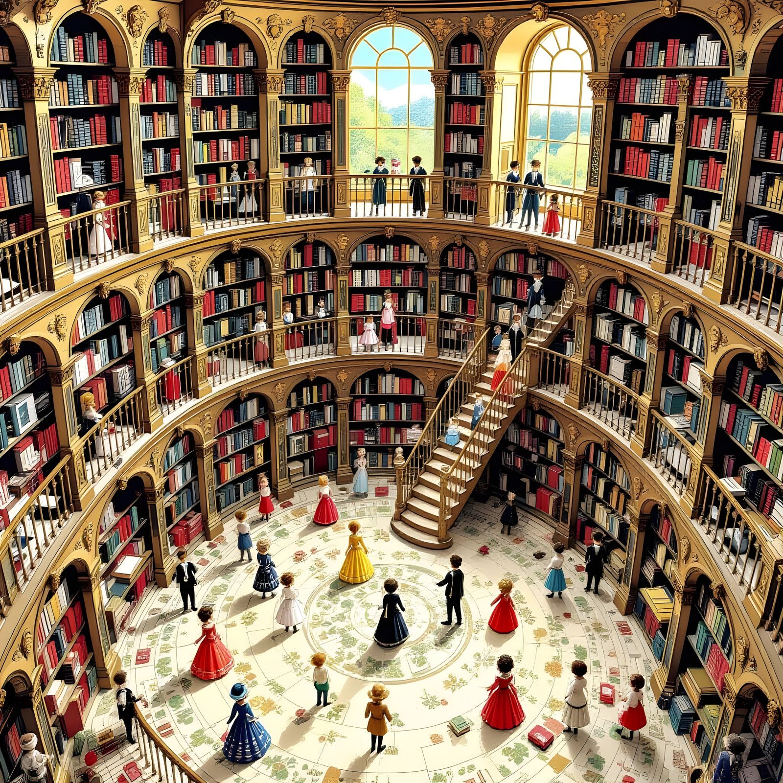 Library Bird's Eye View: Miniature Worlds in Books