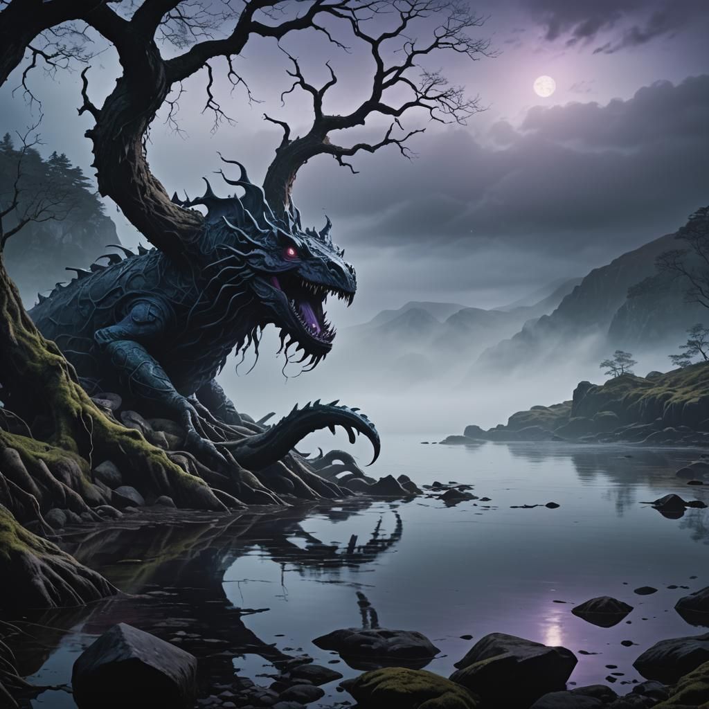 Eerie Sea Monster Emerges from Dark Loch