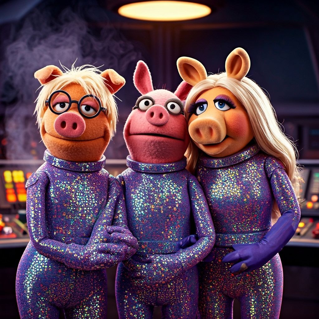 Muppet Pigs in Space in Holographic Spaceman Outfits