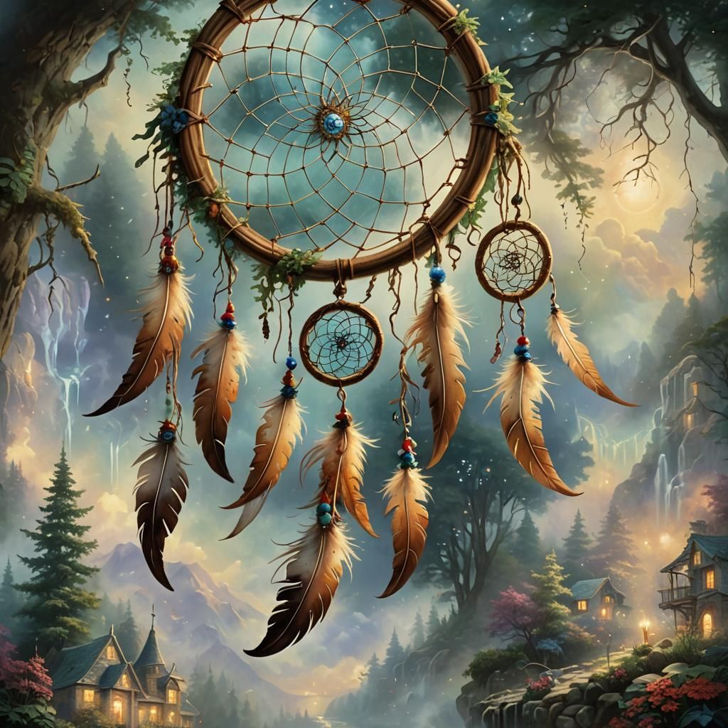 Ethereal Dream Catcher in Fantasy Landscape
