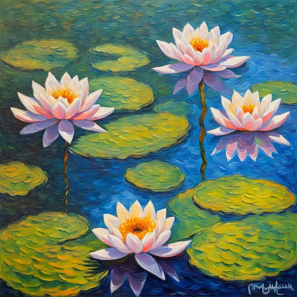 Monet's Water Lilies: Expressionist Oil Painting