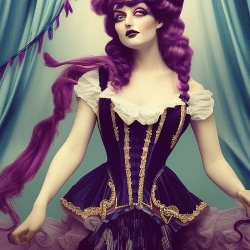Victorian Circus Lady in Ornate Costume