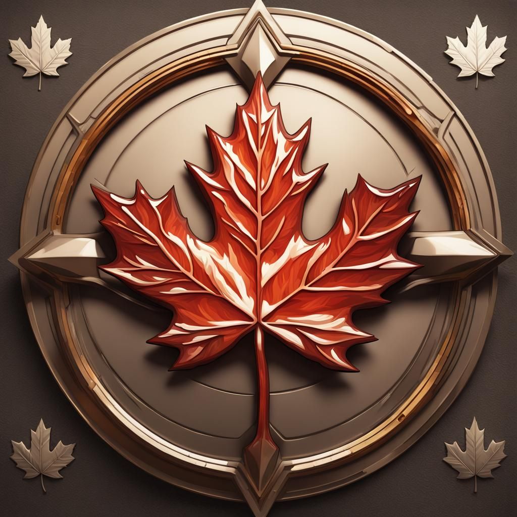 Burning Canadian Maple Leaf Emblem