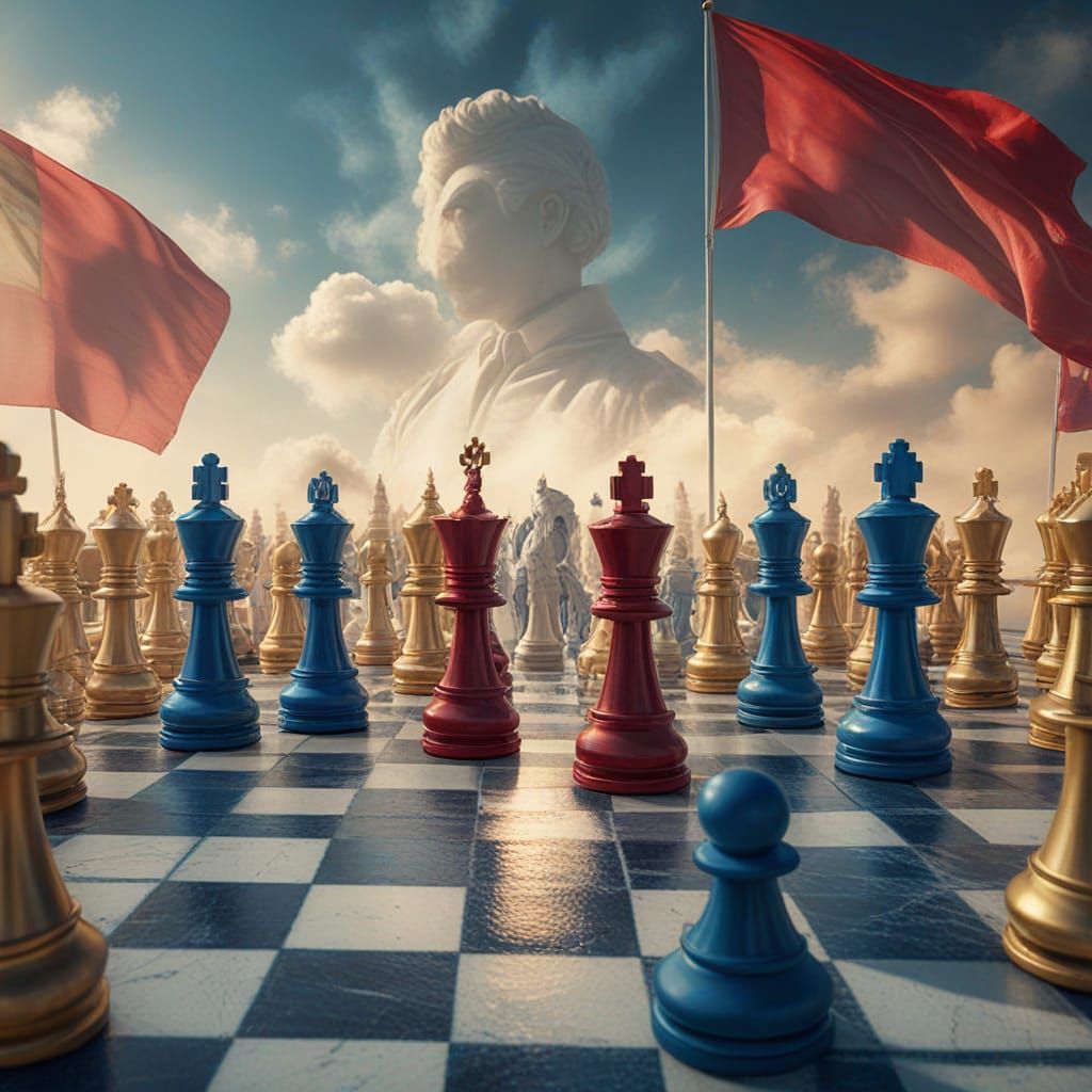 Dystopian Chessboard: Billionaires Clash in Digital Art