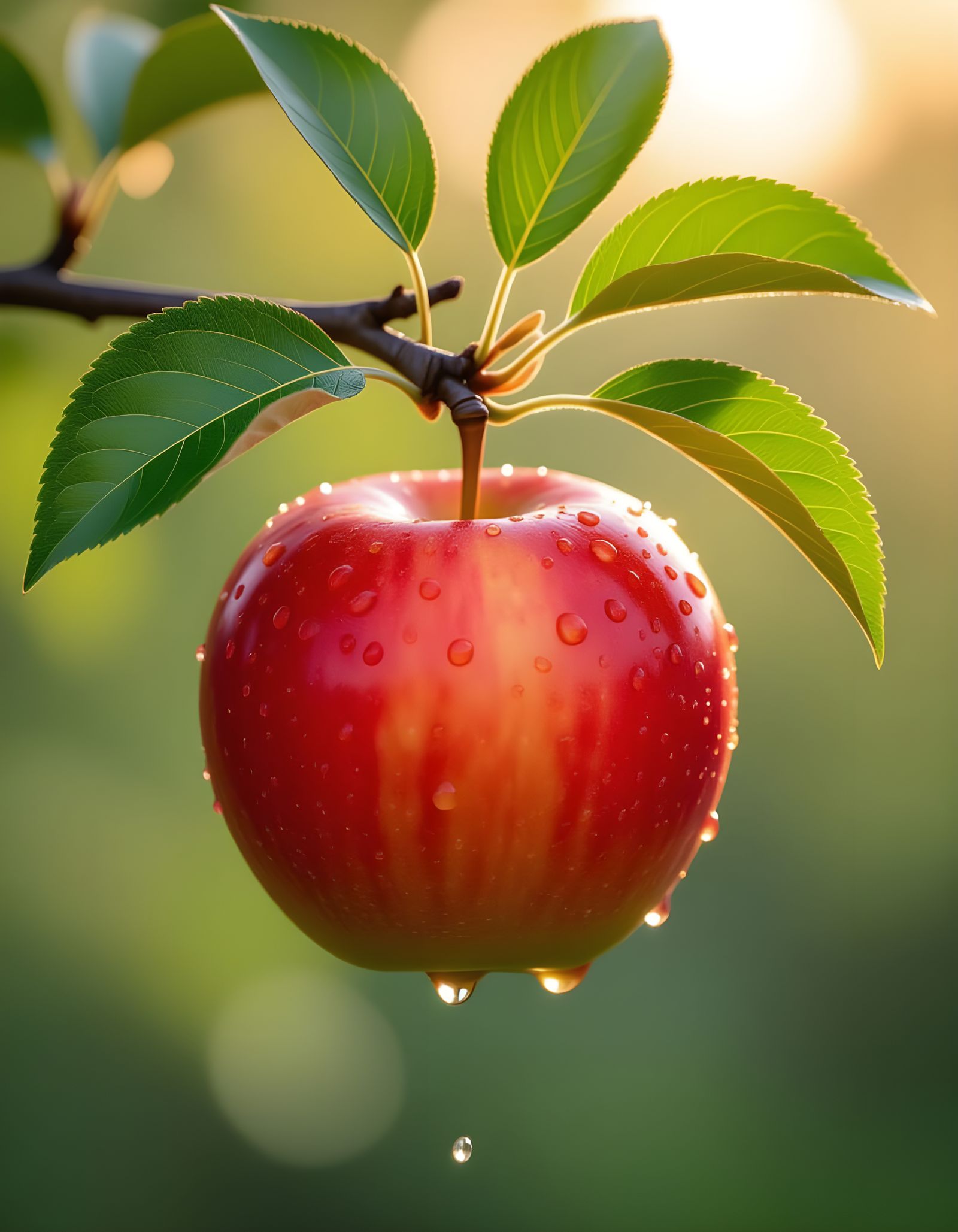 Juicy Red Apple in Golden Hour Light