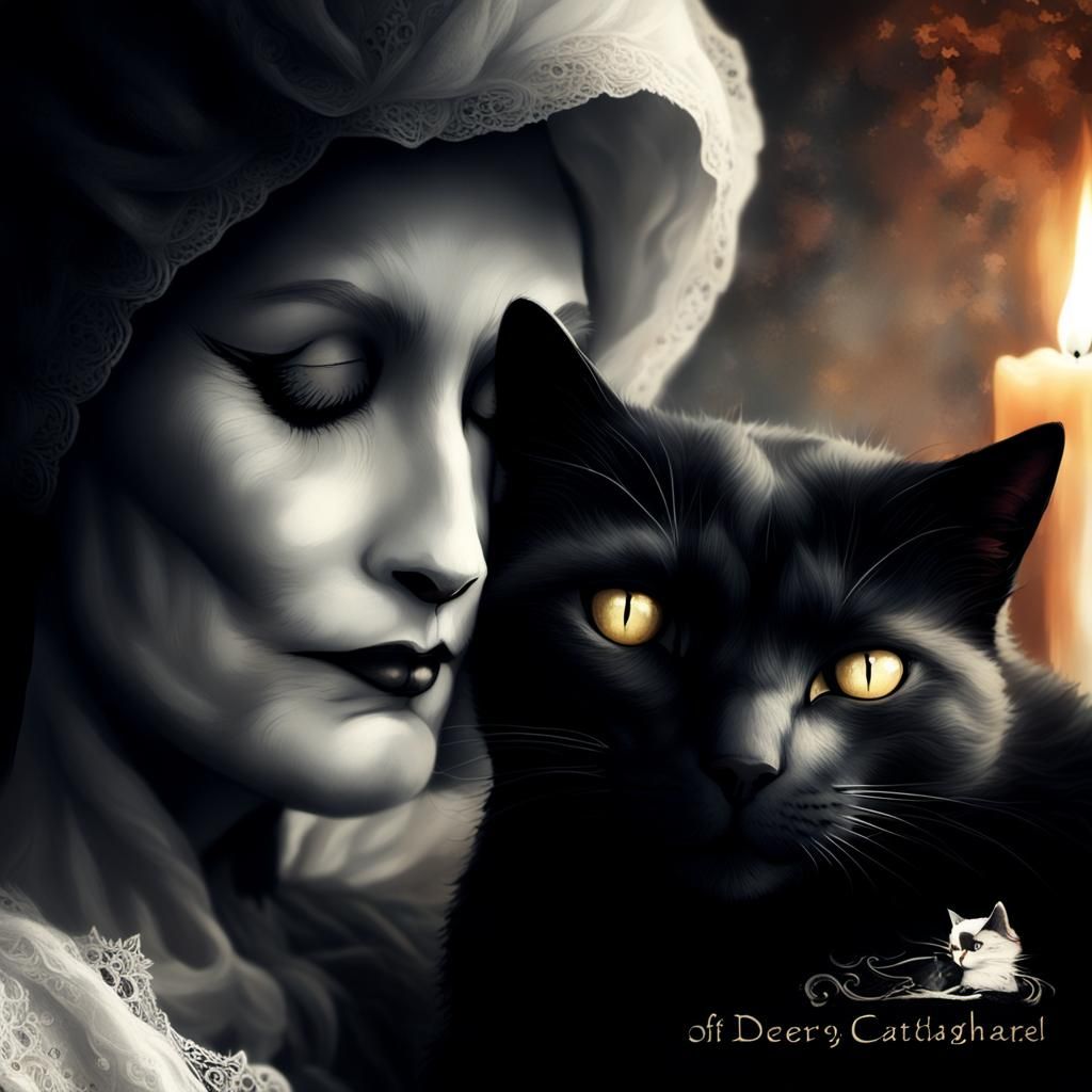 Grandmother and Cat: Fantasy Realism Portrait