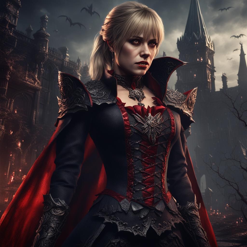 Detailed Matte Painting of a Female Vampire
