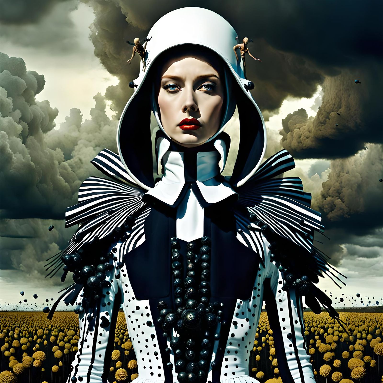 Surreal Alien Fashion Show in Ink Splatter Art