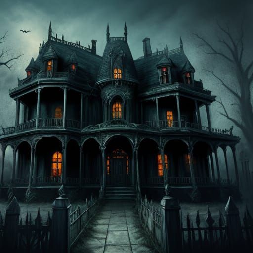Mean Ghosts Haunting a Spooky House