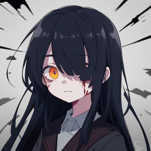 Young Girl Haunted by Horror in Tattered School Uniform