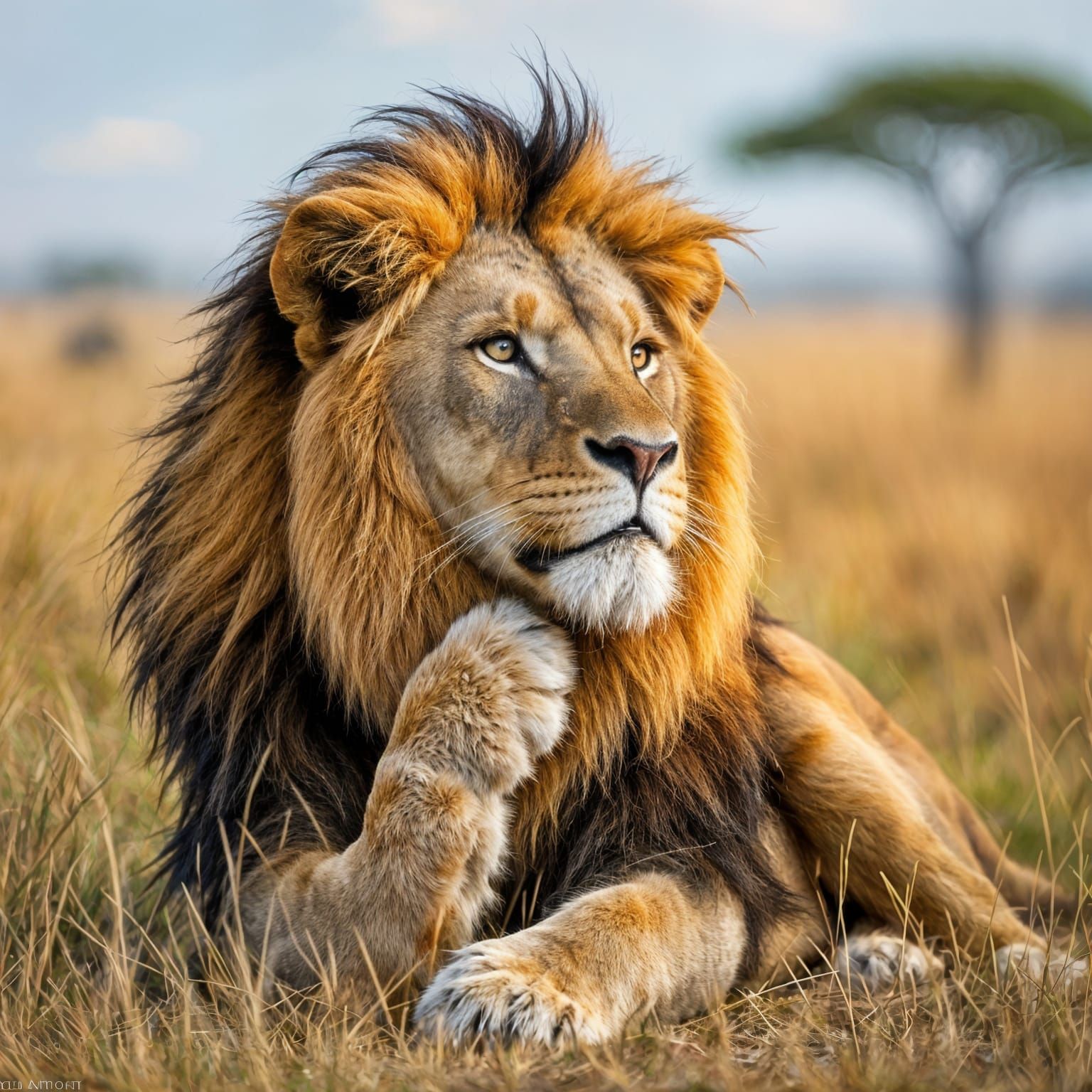 Humorous Lion Poses for a Profile Picture on the Savanna