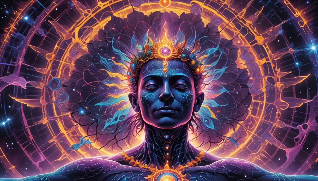 Chakra Aura Exploding with Cosmic Energy, Digital Art