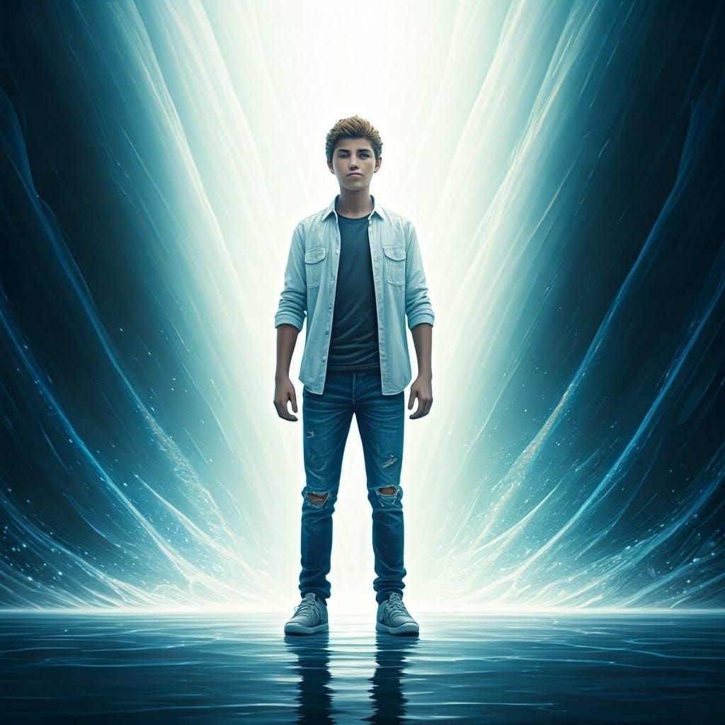 Poseidon's Son: A Luminous Demigod Concept Art