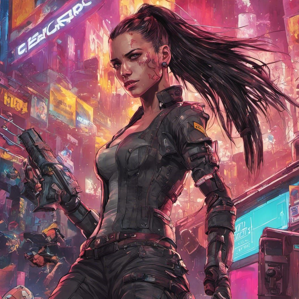 Cyberpunk 2077 Poster in Street Art Style