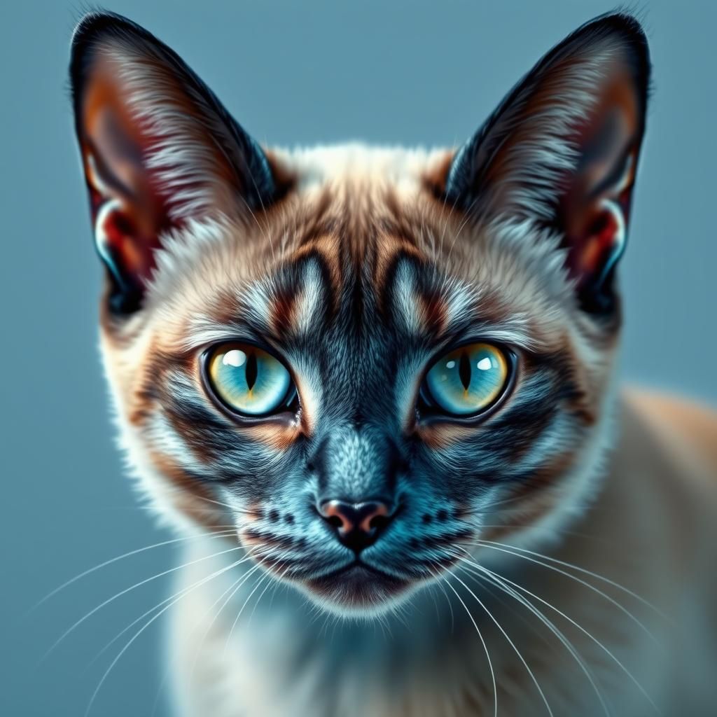 Bluepoint Siamese Cat Portrait in Fantasy Style