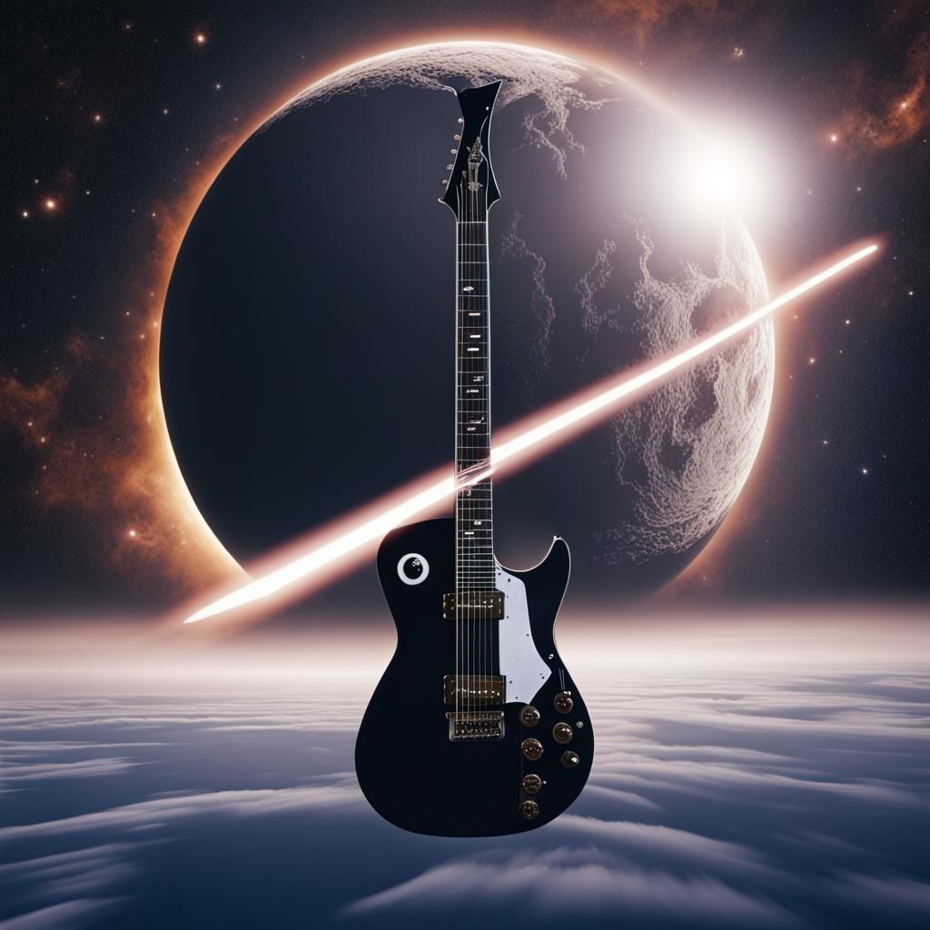 Sword Guitar Flying in Space, Vorticism Moonscape