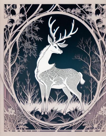 Eldritch Deer in Fantasy Gothic Style