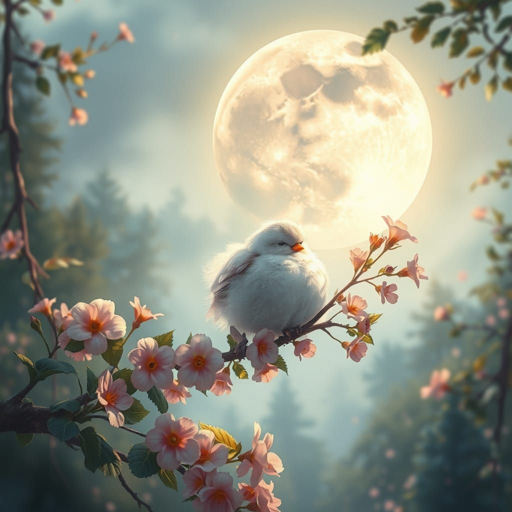 Fluffy Bird in Dreamy Whimsical Fantasy Art