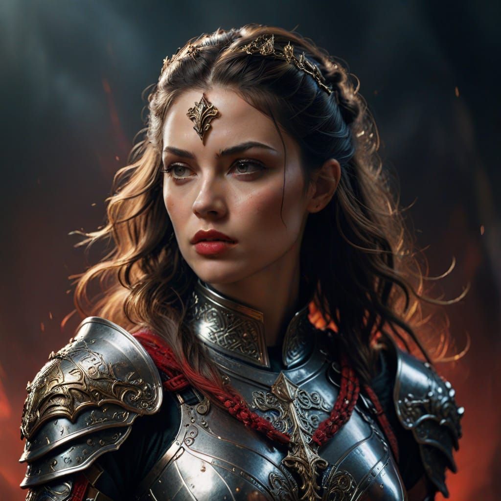 Regal Female Assassin Knight in Ornate Armor