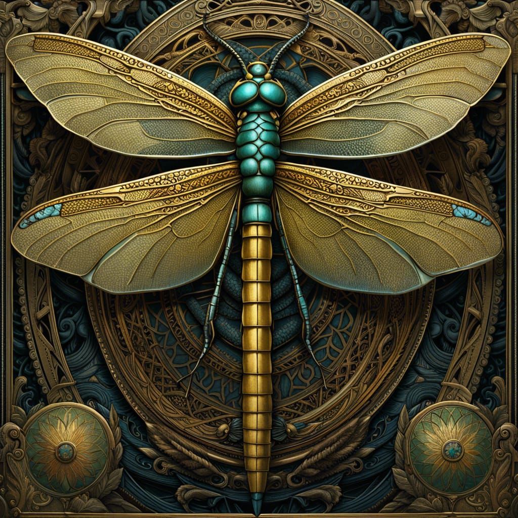 Dragonfly Tarot Card with Occult Motifs