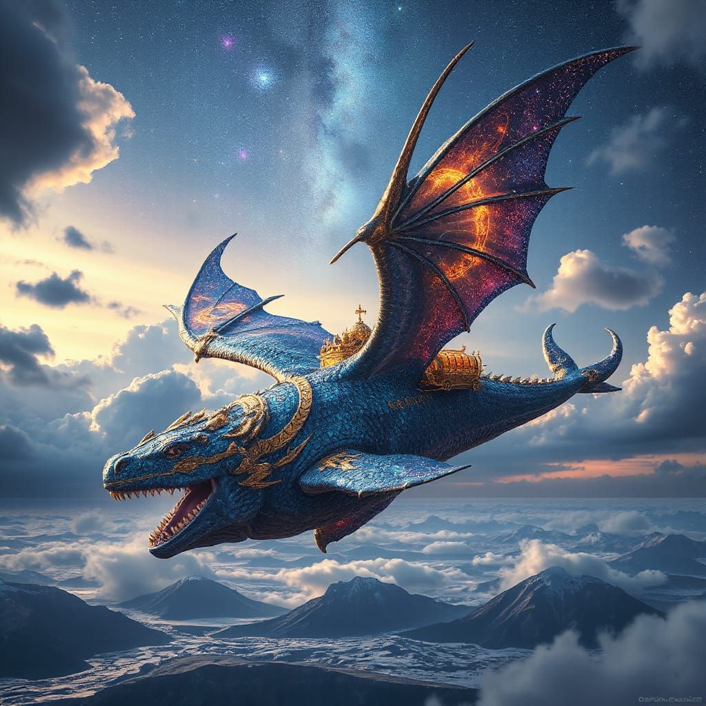 Cosmic Leviathan with Aurora Wings and Stardust Skin