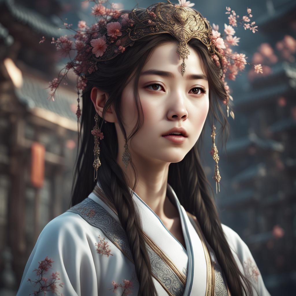 Korean Girl Portrait in Detailed Fantasy Art