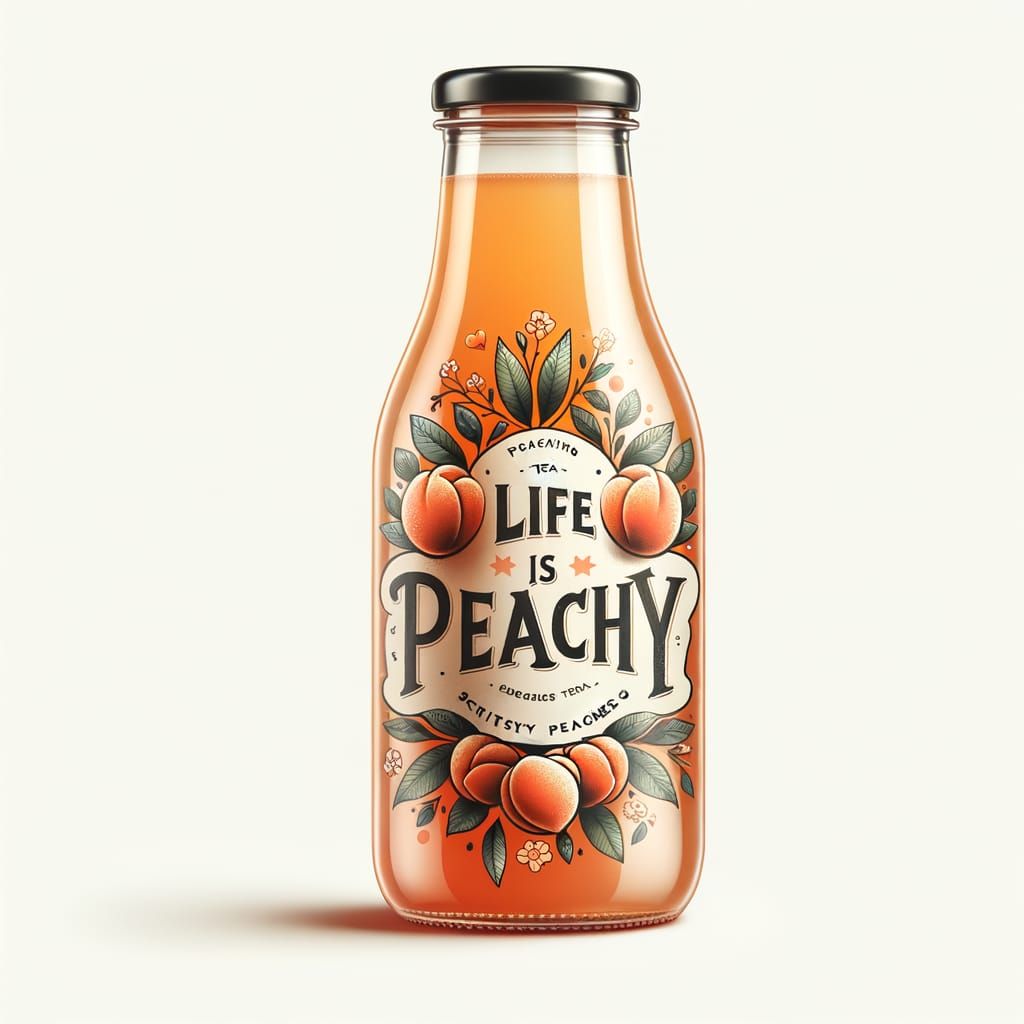 Refreshing Peach Tea Bottle with Playful Label