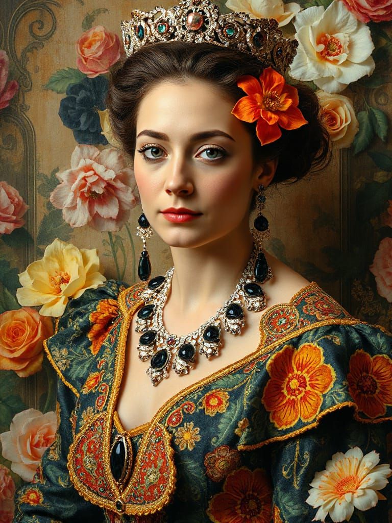 Empress Elisabeth Portrait in Art Nouveau Style