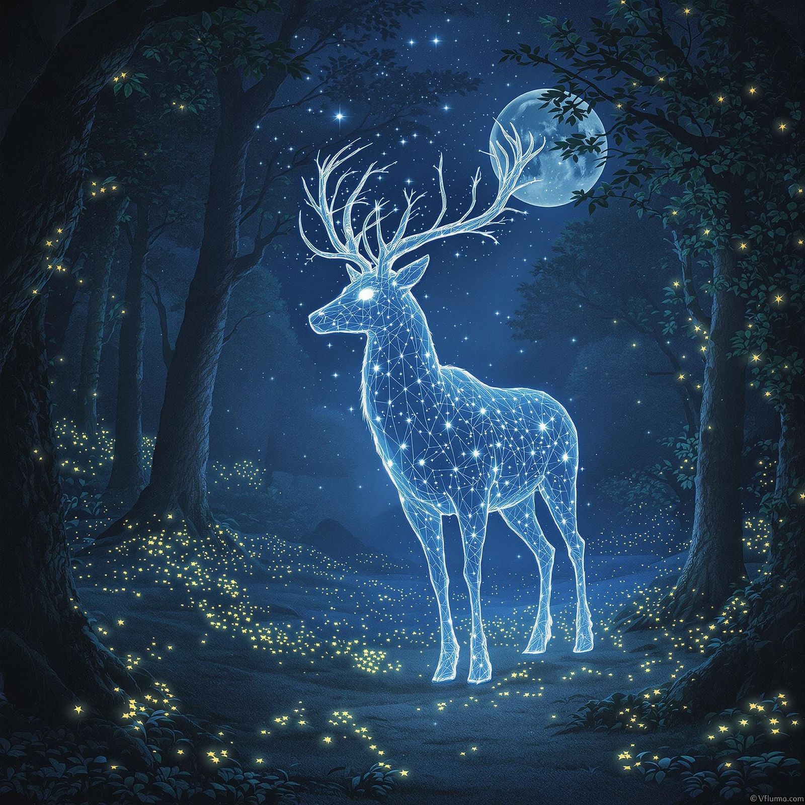 Starlight Deer in Enchanted Forest
