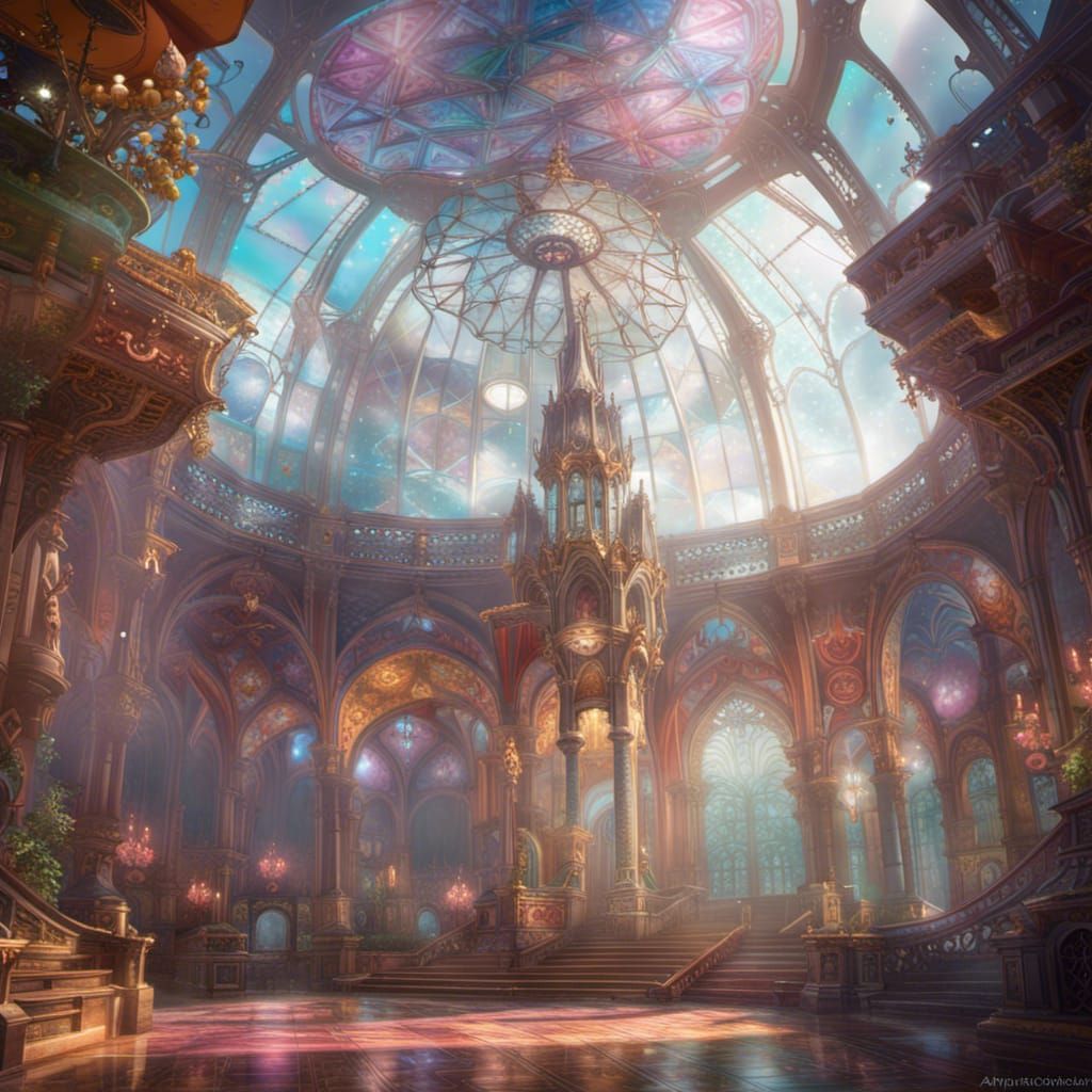 Crystal Palace in the Clouds: Hyperdetailed Concept Art