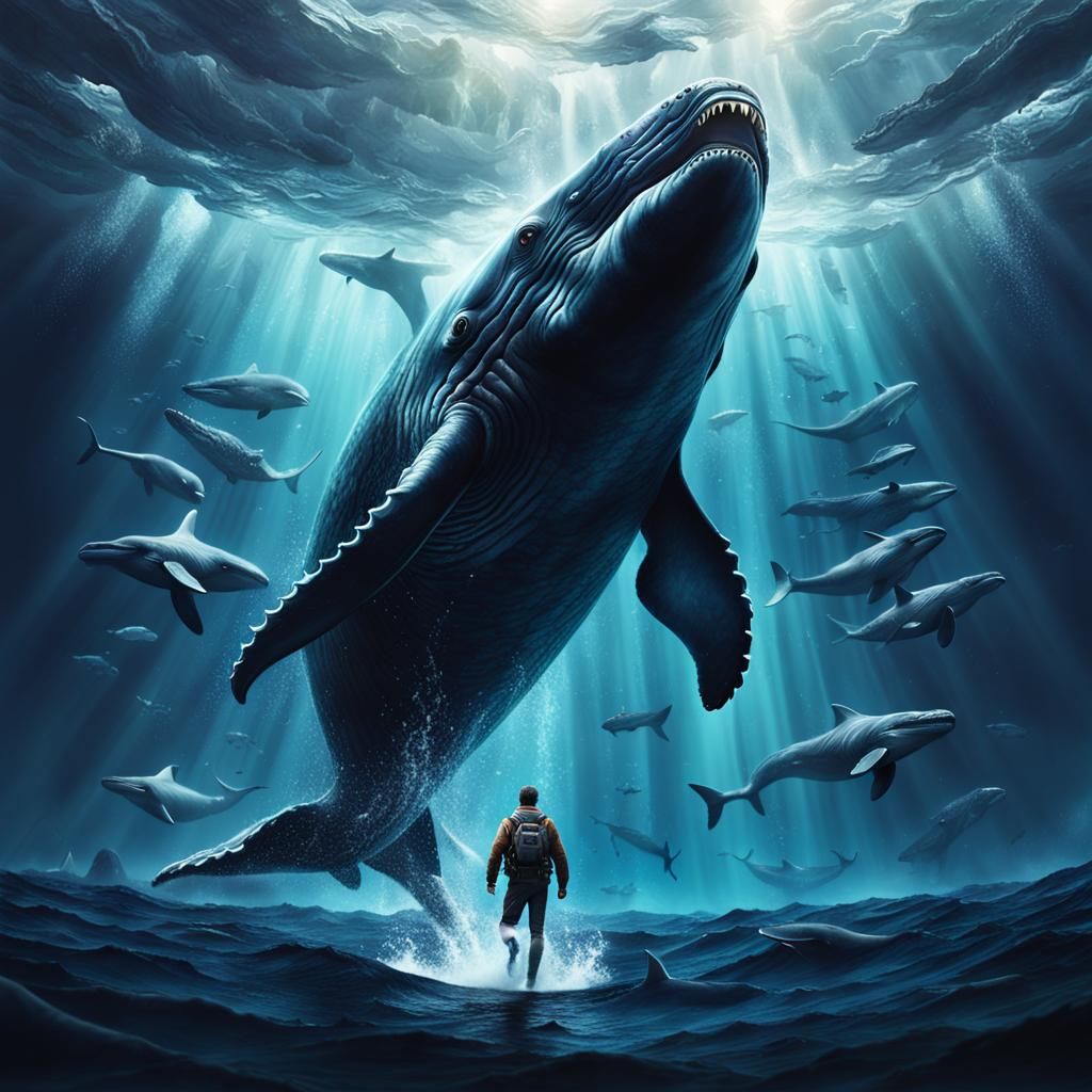 Epic Giant Man Swimming with Whales