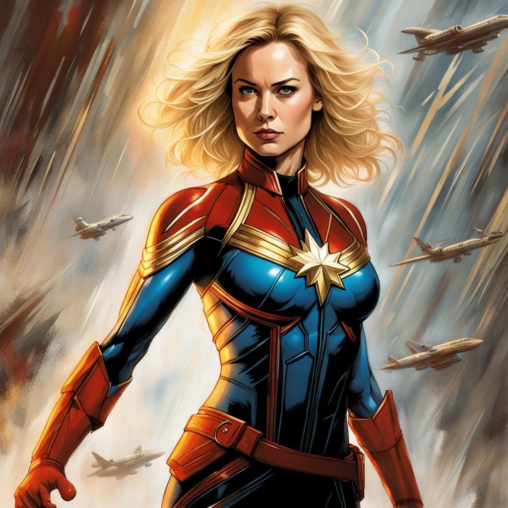 Captain Marvel in Luis Royo Style Digital Art