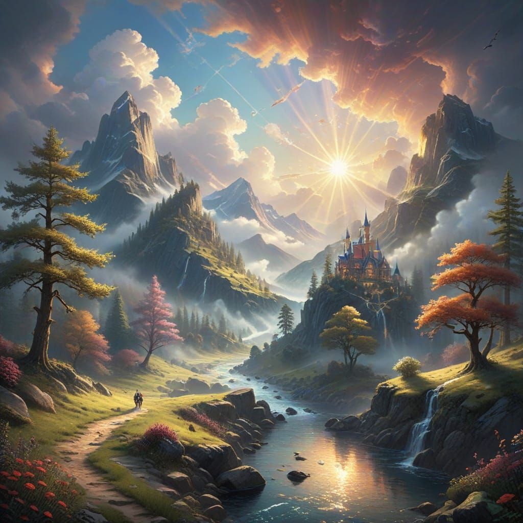 Polka Dot Fantasy Landscape in Detailed Digital Art