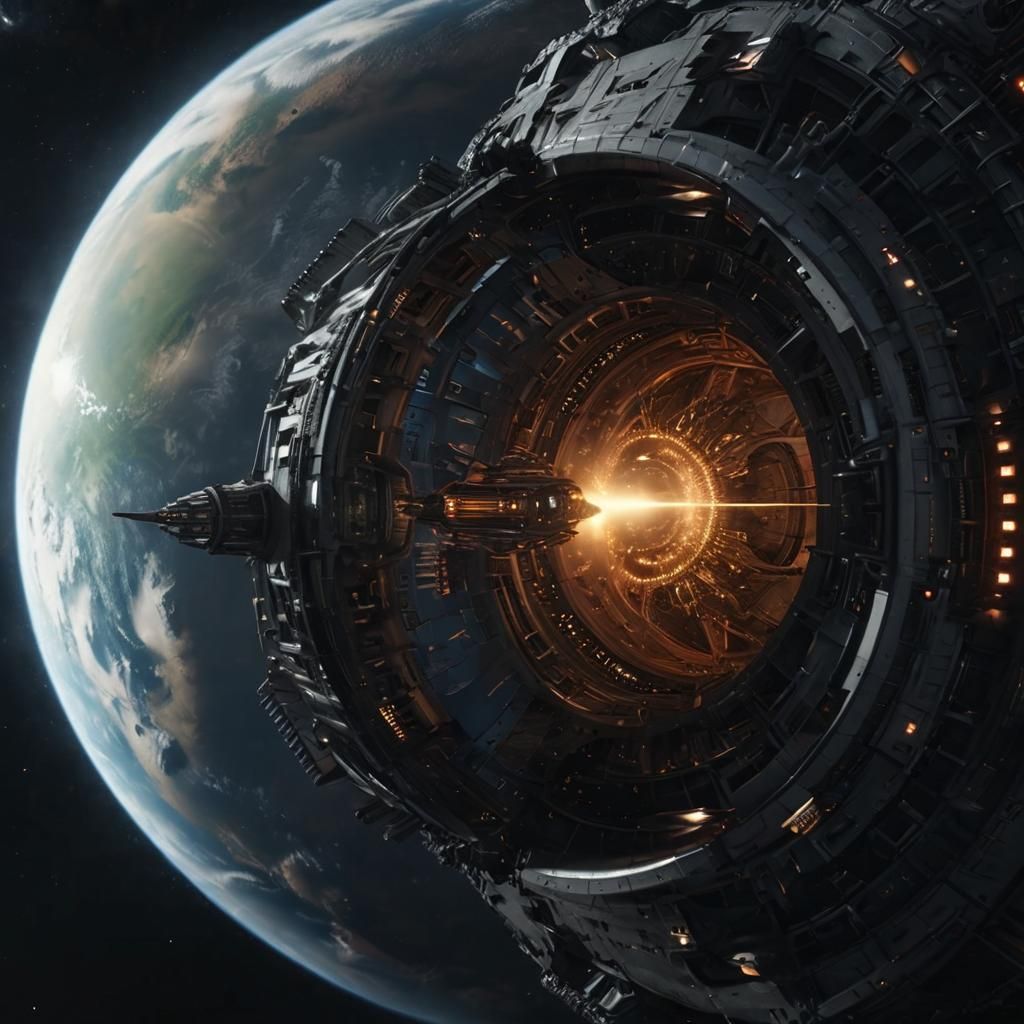 Alien Ship Arrives Over Earth: Hyperrealistic Sci-Fi