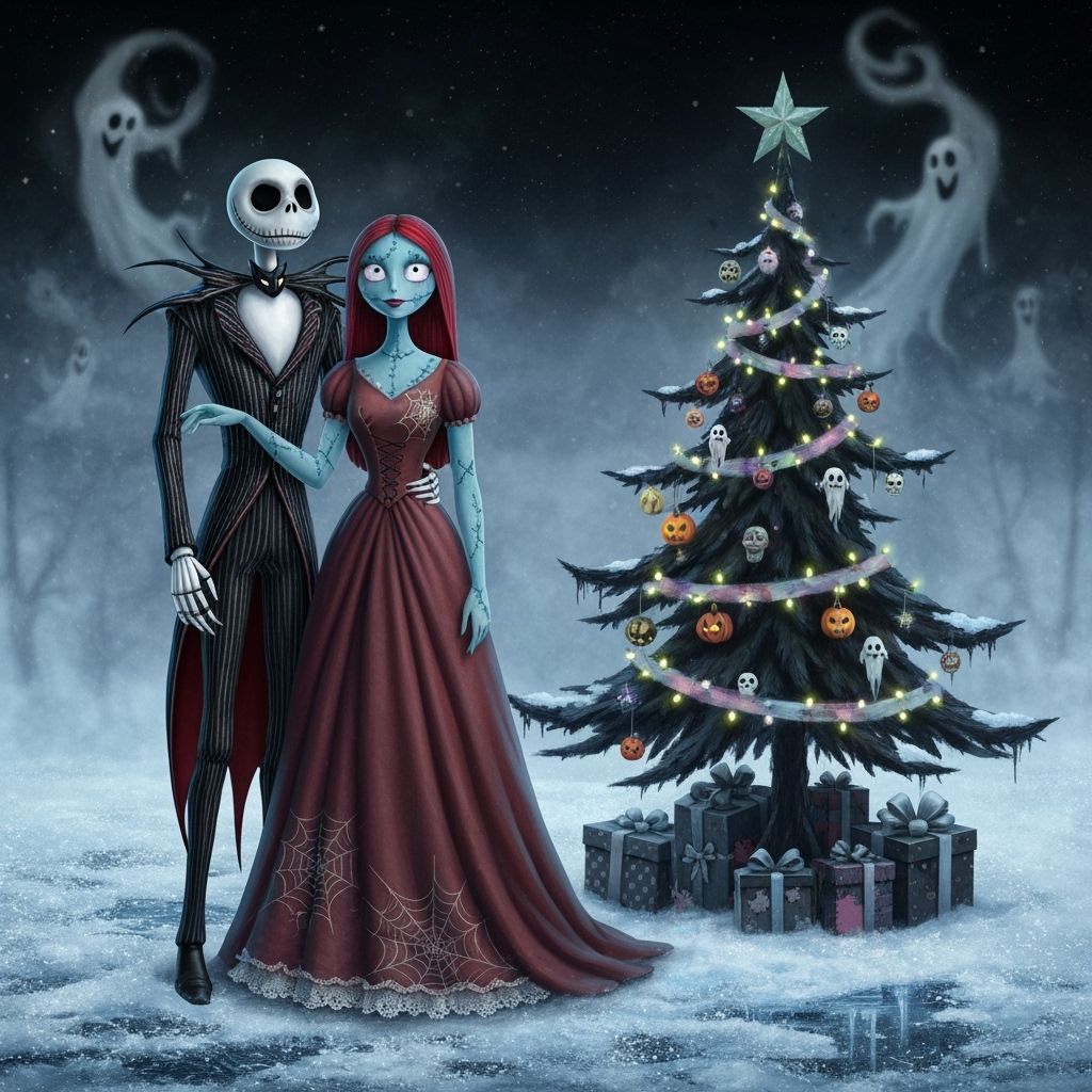 Gothic Winter Scene with Jack and Sally